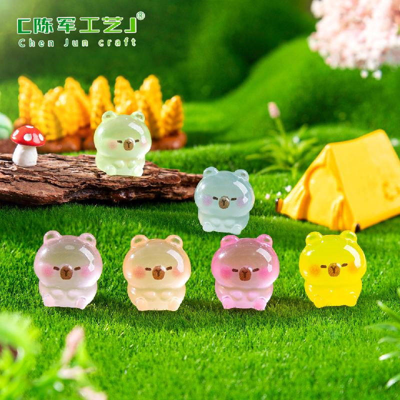 Phụ Kiện Tiểu Cảnh 微景观创意夜光多彩卡皮巴拉水豚动物 DIY装饰配件迷你桌面小摆件