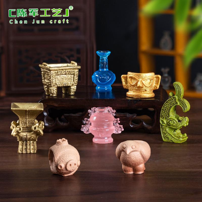 Phụ Kiện Tiểu Cảnh 微景观创意仿真博物馆文物四羊方尊 DIY装饰品配件迷你挖宝小摆件