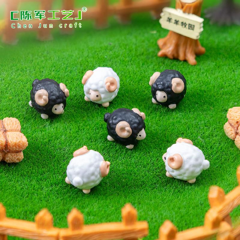 Phụ Kiện Tiểu Cảnh 微景观创意可爱黑白小绵羊愿意造景 DIY装饰品配件迷你微缩小摆件