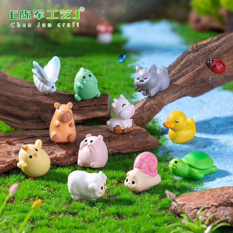 Phụ Kiện Tiểu Cảnh 微景观创意迷你小猪小猫动物萌粒 DIY装饰配件迷你车载桌面小摆件