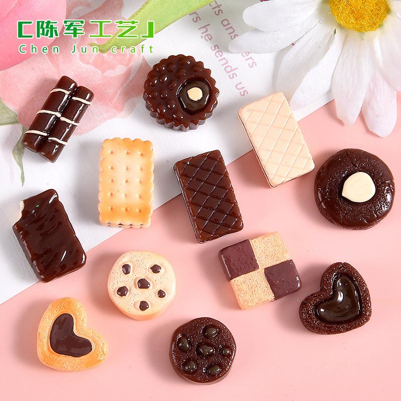 Phụ Kiện Tiểu Cảnh 卡通巧克力饼干系列手工 DIY材料冰箱贴装饰品奶油胶手机壳挂配件