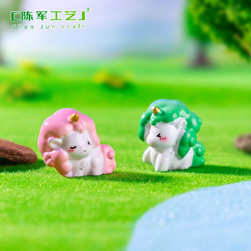 Phụ Kiện Tiểu Cảnh 微景观创意彩虹小独角兽萌粒公仔园艺造景 DIY装饰配件迷你小摆件