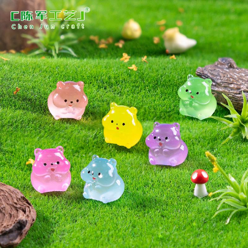 Phụ Kiện Tiểu Cảnh 微景观创意可爱夜光胖胖小仓鼠 园艺造景DIY装饰品配件迷你小摆件
