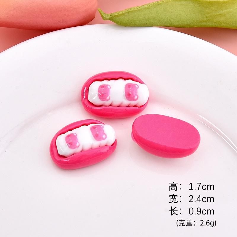 Gấu dâu hoa anh đào resin, phụ kiện DIY (NX-622)
