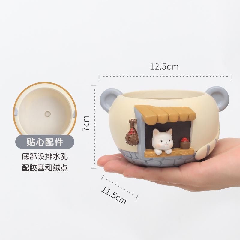 Chậu Cây Resin Chậu cây mọng nước thú cưng hoạt hình resin, chậu mini trang trí văn phòng ban công, tiểu cảnh sân vườn (RG-1)