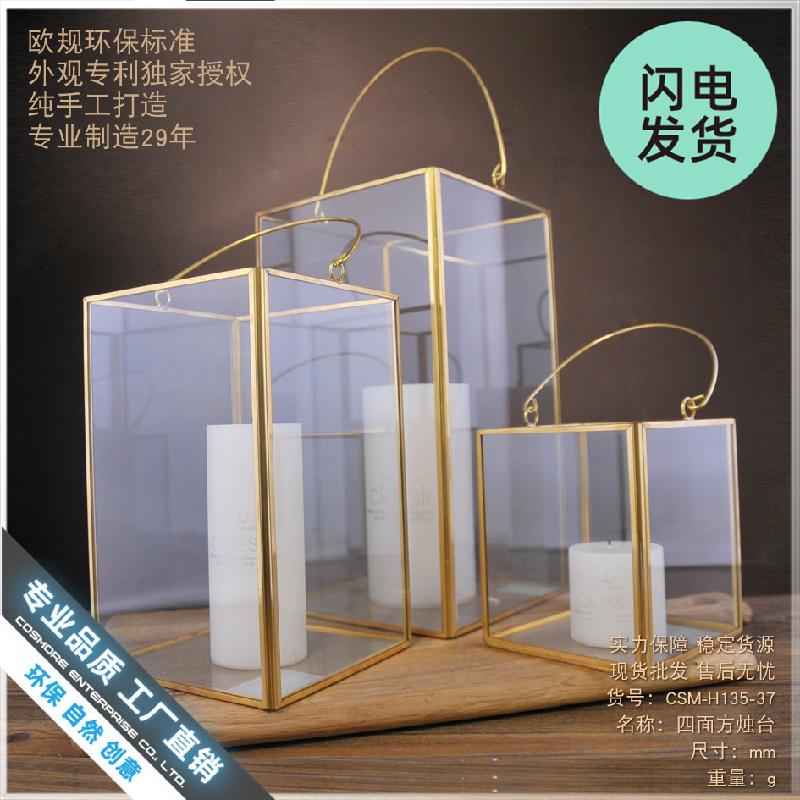 Chậu Đa Giác Đèn nến kính phong cách Bắc Âu cổ điển (DG-112)