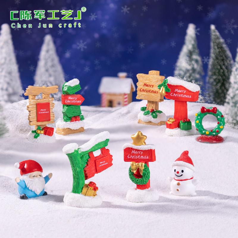 Phụ Kiện Tiểu Cảnh 微景观创意圣诞路牌指示牌节日造景 DIY装饰品配件微缩迷你小摆件