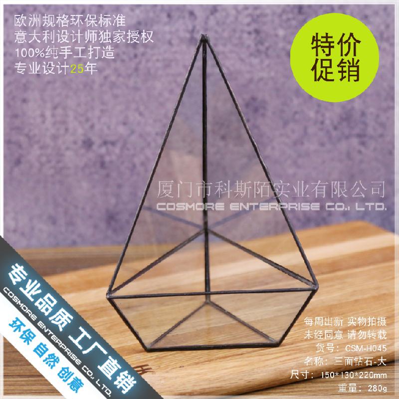 Chậu Đa Giác Nhà kính 3 mặt kim cương lớn Terrarium (DG-211)