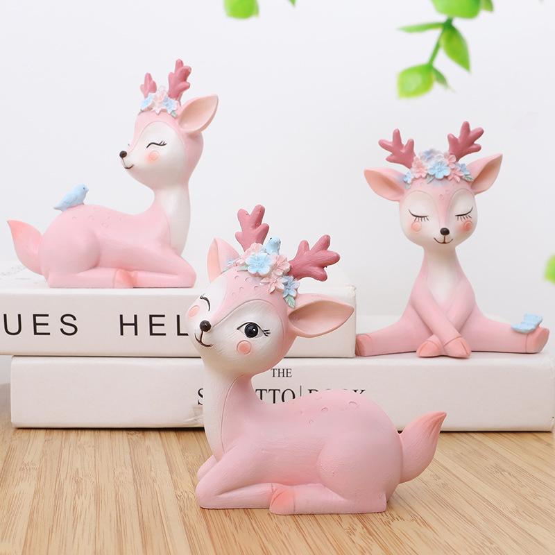 Chậu Cây Resin Tượng hươu resin phong cách Zakka, cặp hươu may mắn, đồ trang trí nhà và quà tặng (RG-261)