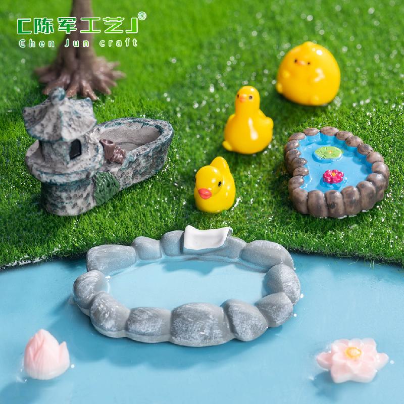 Phụ Kiện Tiểu Cảnh 苔藓微景观创意仿真水池塔楼园艺造景 DIY装饰配件微缩迷你小摆件