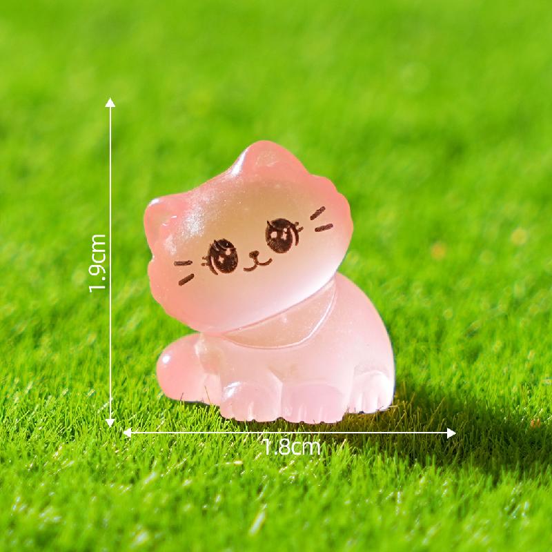 Tiểu cảnh mèo con nghiêng đầu phát sáng DIY, phụ kiện sân vườn tiểu cảnh mini (ZC-751)