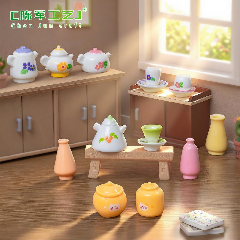 Phụ Kiện Tiểu Cảnh 微景观创意仿真小瓶子罐子盘子娃屋 DIY装饰品配件迷你桌面小摆件