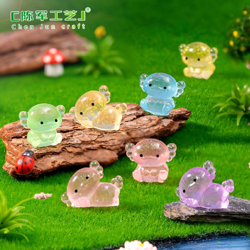 Phụ Kiện Tiểu Cảnh 跨境新品微景观创意夜光胖胖细闪六角龙 DIY装饰品配件迷你小摆件