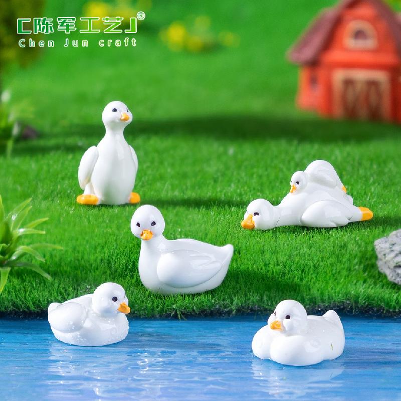 Phụ Kiện Tiểu Cảnh 微景观创意可爱白白胖胖小鸭子园艺造景 DIY装饰品配件迷你小摆件