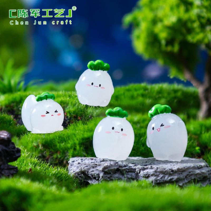 Phụ Kiện Tiểu Cảnh 跨境微景观创意可爱夜光萝卜精灵萌粒公仔 DIY装饰配件迷你小摆件