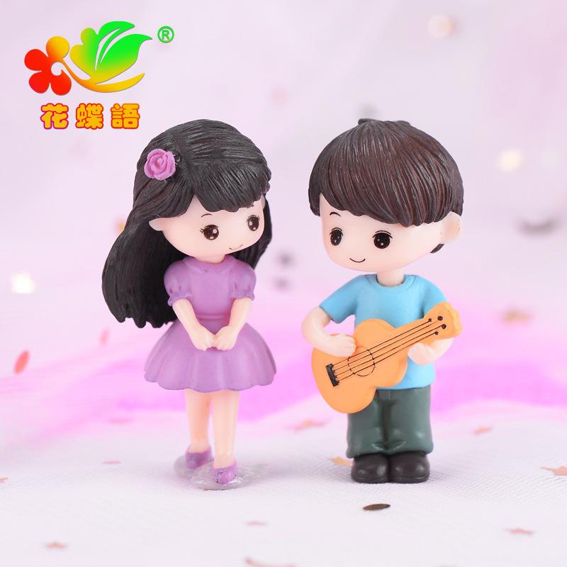 Phụ Kiện Tiểu Cảnh 微景观创意吉他情侣公仔蛋糕烘焙 DIY装饰品挂配件迷你塑料小摆件