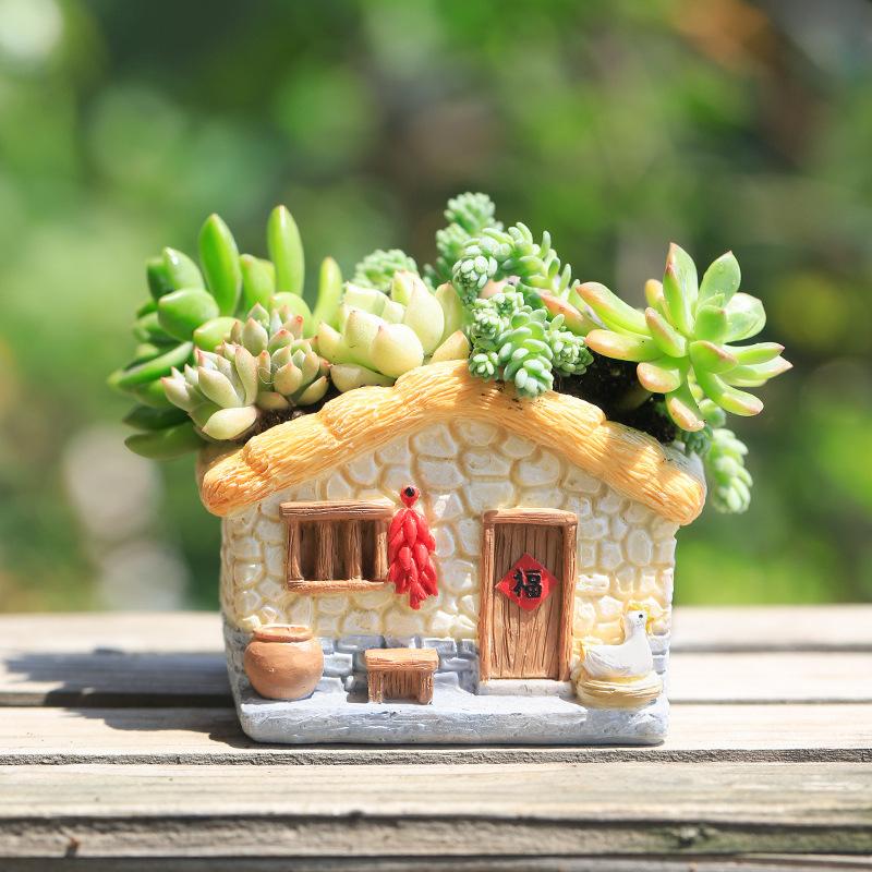 Chậu Cây Resin Chậu cây mọng nước resin phong cách vintage, chậu mini để bàn, tiểu cảnh cây xanh (RG-25)