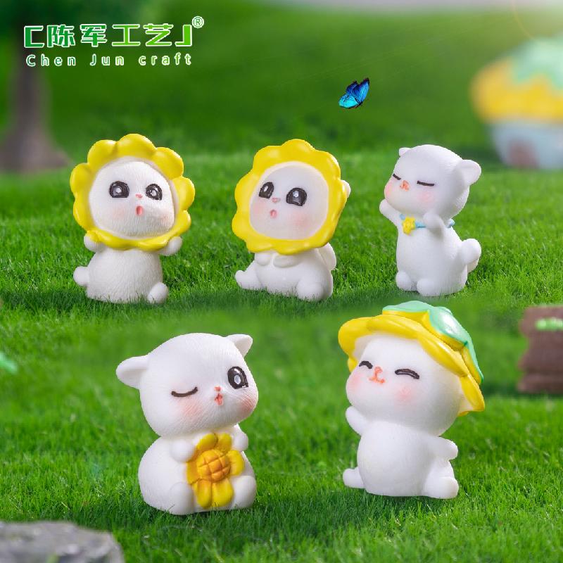 Phụ Kiện Tiểu Cảnh 微景观创意可爱向日葵小猫园艺造景 DIY装饰品配件迷你桌面小摆件