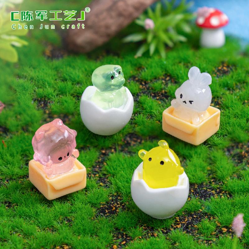 Phụ Kiện Tiểu Cảnh 微景观创意夜光蛋壳小鸡小兔公仔园艺造景 DIY装饰品配件迷你小摆