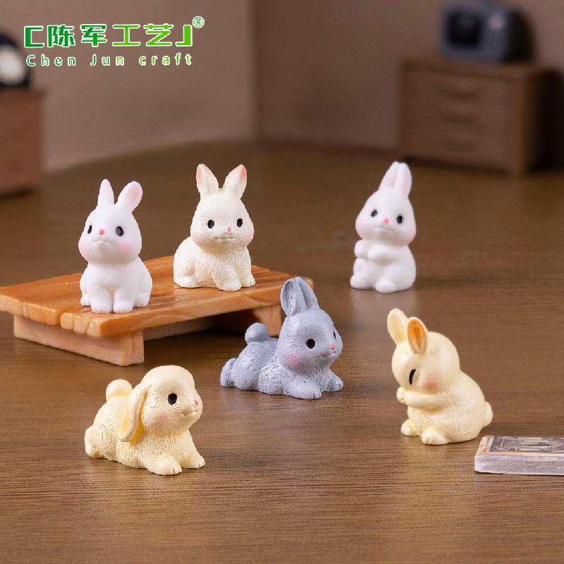 Phụ Kiện Tiểu Cảnh 微景观创意可爱小兔子公仔娃娃屋 DIY装饰品挂配件迷你微缩小摆件