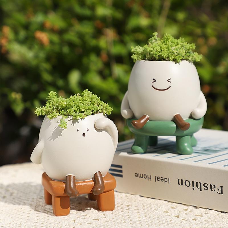Chậu Cây Resin Chậu cây mọng nước resin mini, chậu cây để bàn văn phòng, trang trí sân vườn ban công (RG-15)