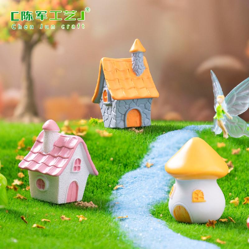 Phụ Kiện Tiểu Cảnh 苔藓微景观创意复古石头小房子园艺造景 DIY装饰配件迷你桌面小摆