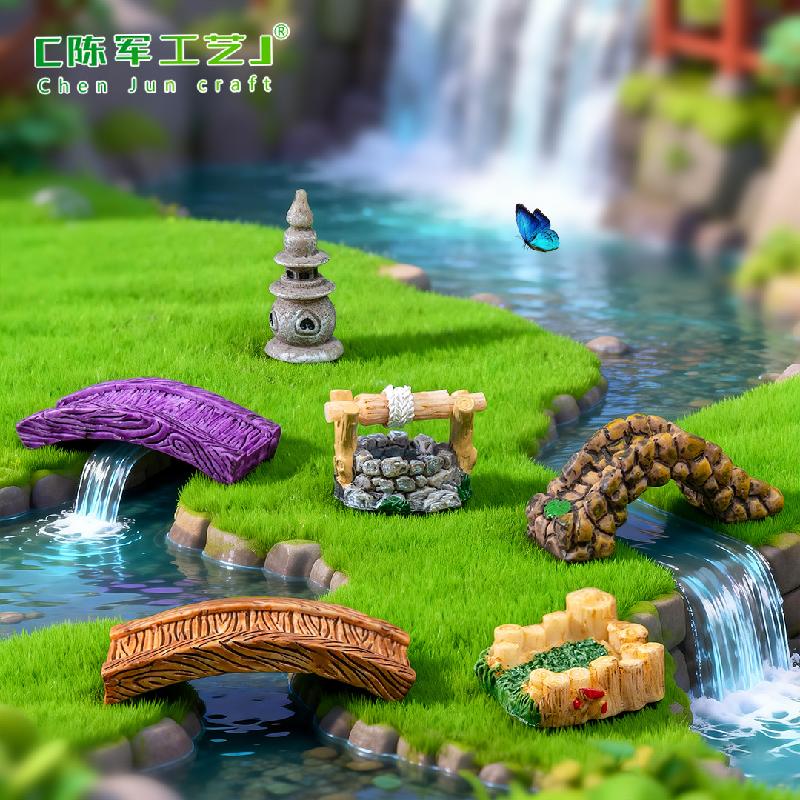 Phụ Kiện Tiểu Cảnh Tiểu cảnh vintage, đèn tháp nước, cầu nhỏ cảnh quan (ZC-5)