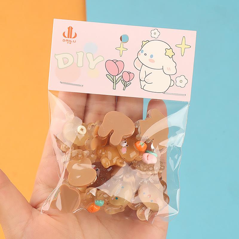 卡通diy材料包 手工店摆摊外贸 水杯收纳盒 树脂配件儿童装饰品