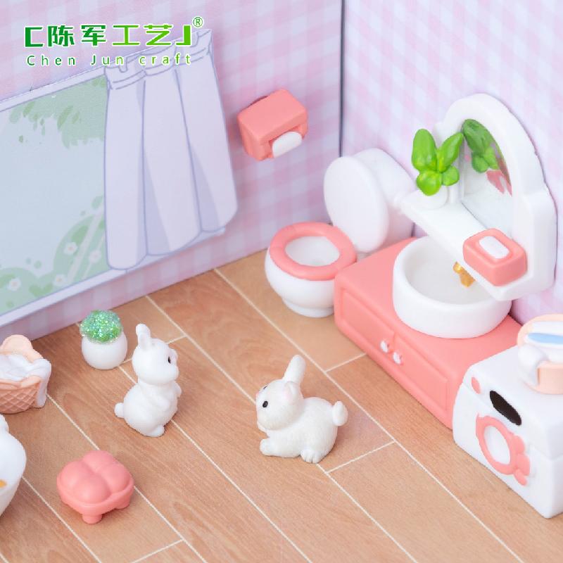 Phụ Kiện Tiểu Cảnh 微景观创意可爱粉色浴室娃娃屋家具用品 diy装饰品配件迷你小摆件