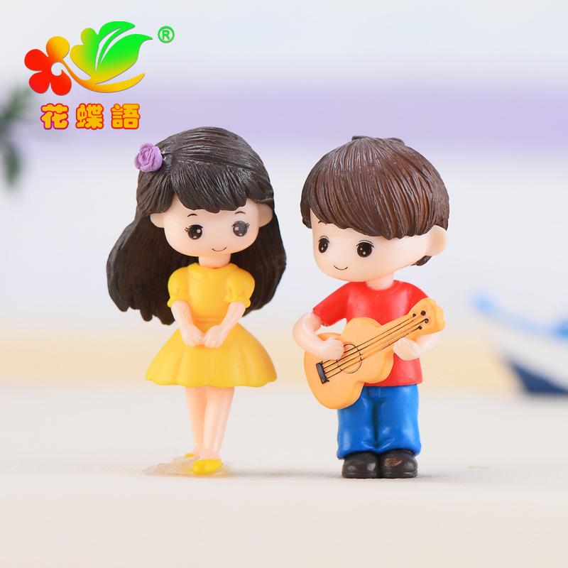 Phụ Kiện Tiểu Cảnh 微景观创意吉他情侣公仔蛋糕烘焙 DIY装饰品挂配件迷你塑料小摆件