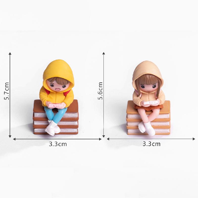 Tiểu cảnh đôi game thủ, balo cặp đôi DIY, phụ kiện xe bàn tiểu cảnh mini dễ thương (ZC-750)