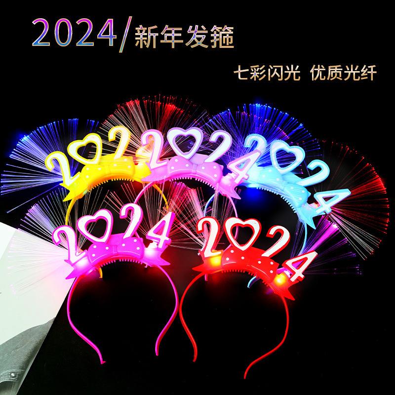 Trang Trí Noel Đầu kẹp phát sáng 2024, phụ kiện đầu cho New Year, tiệc tùng và sự kiện, ánh sáng LED, dành cho trẻ em.