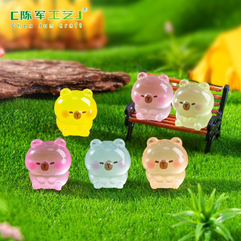 Phụ Kiện Tiểu Cảnh 微景观创意夜光多彩卡皮巴拉水豚动物 DIY装饰配件迷你桌面小摆件