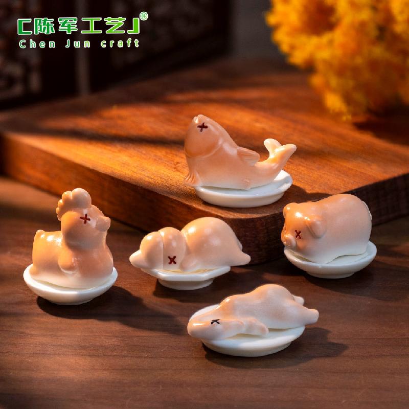 Phụ Kiện Tiểu Cảnh 微景观创意光变动物烤鸭烤鸡仿真食玩 DIY装饰配件迷你桌面小摆件