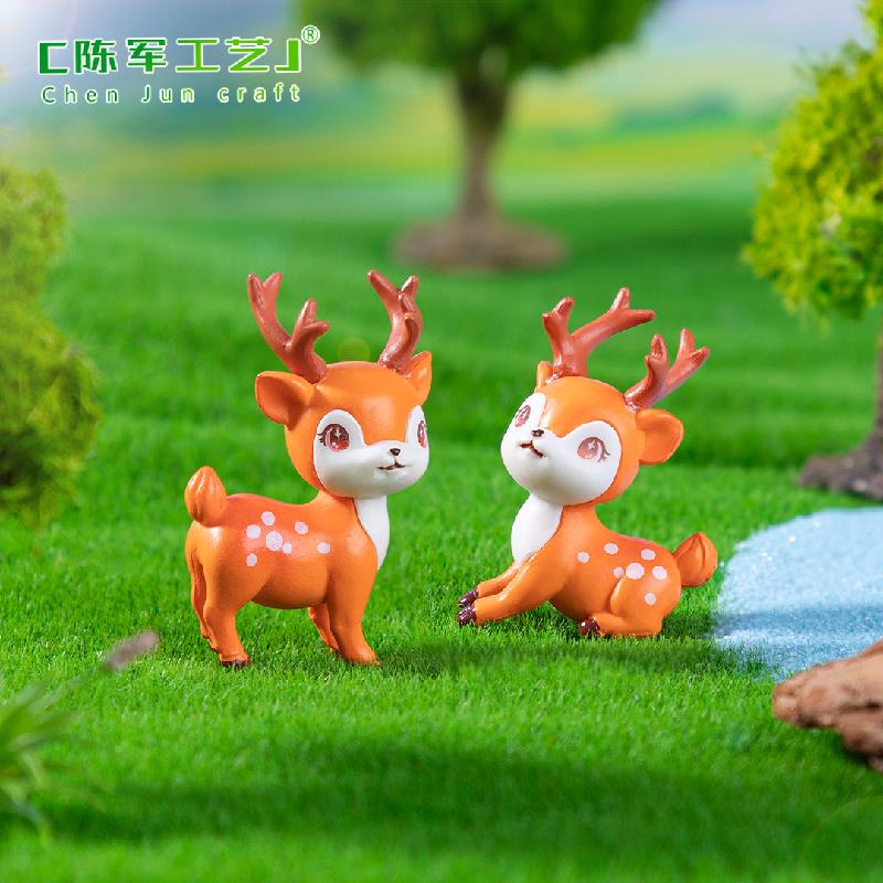 Phụ Kiện Tiểu Cảnh 微景观创意可爱梅花鹿公仔萌粒园艺造景 DIY装饰品配件迷你小摆件