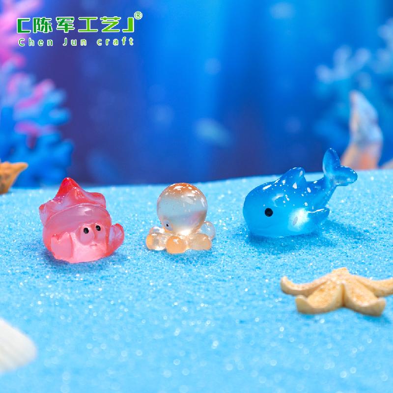 Phụ Kiện Tiểu Cảnh 微景观创意夜光海洋小章鱼螃蟹海洋造景 DIY装饰品配件迷你小摆件