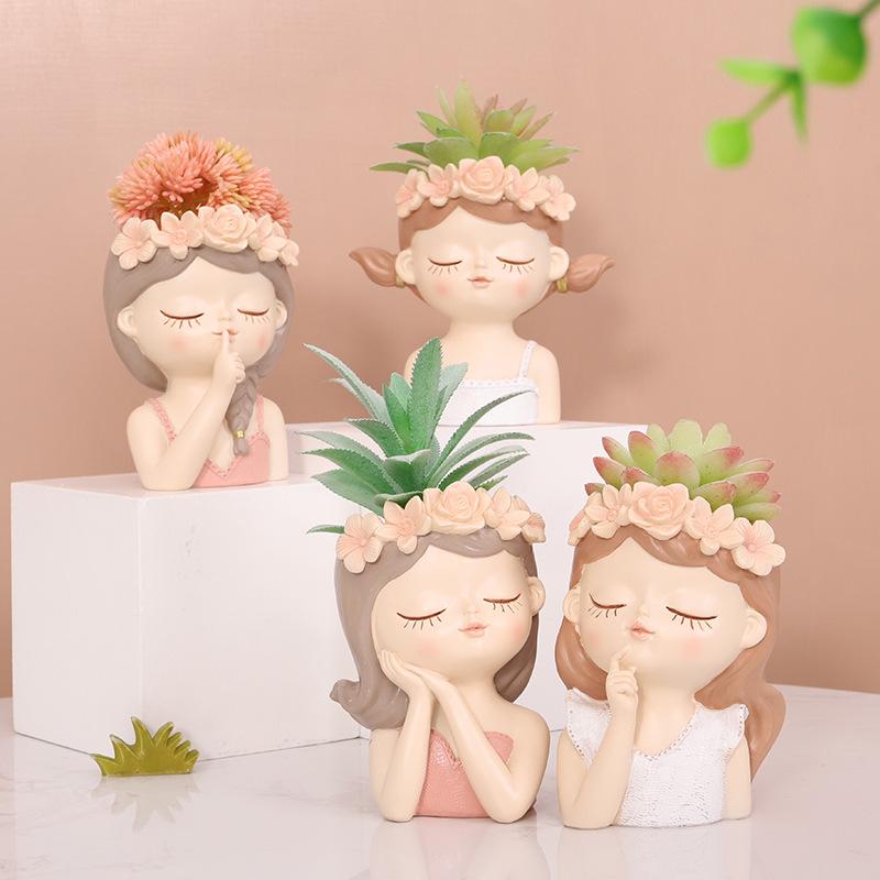 Chậu Cây Resin Chậu cây mọng nước nàng tiên resin, chậu mini trang trí ban công, tiểu cảnh bàn làm việc (RG-9)
