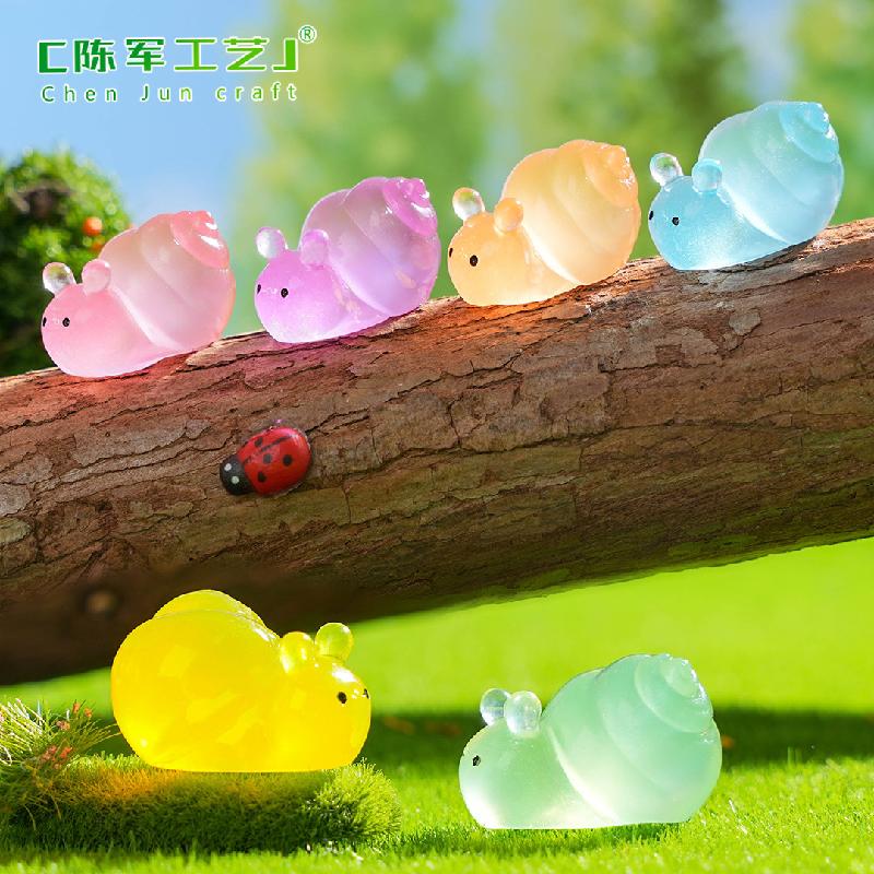 Phụ Kiện Tiểu Cảnh 苔藓微景观创意夜光圆圆小蜗牛园艺造景 DIY装饰品配件迷你小摆件