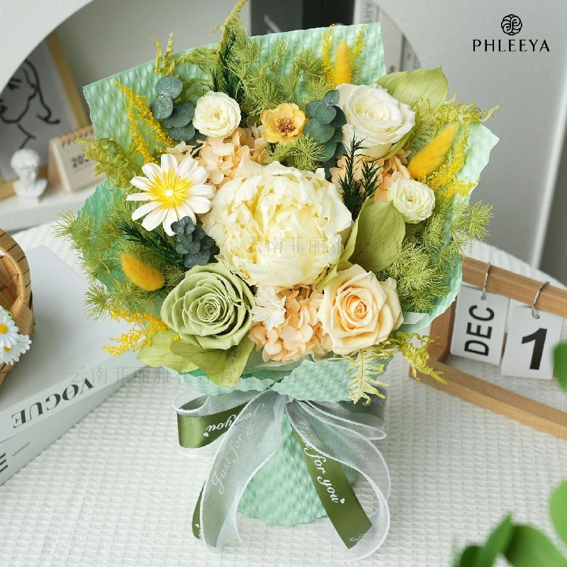 Hoa khô trang trí Bó hoa mẫu đơn vĩnh cửu quà giáo viên Thất Tịch Valentine (HK-29)