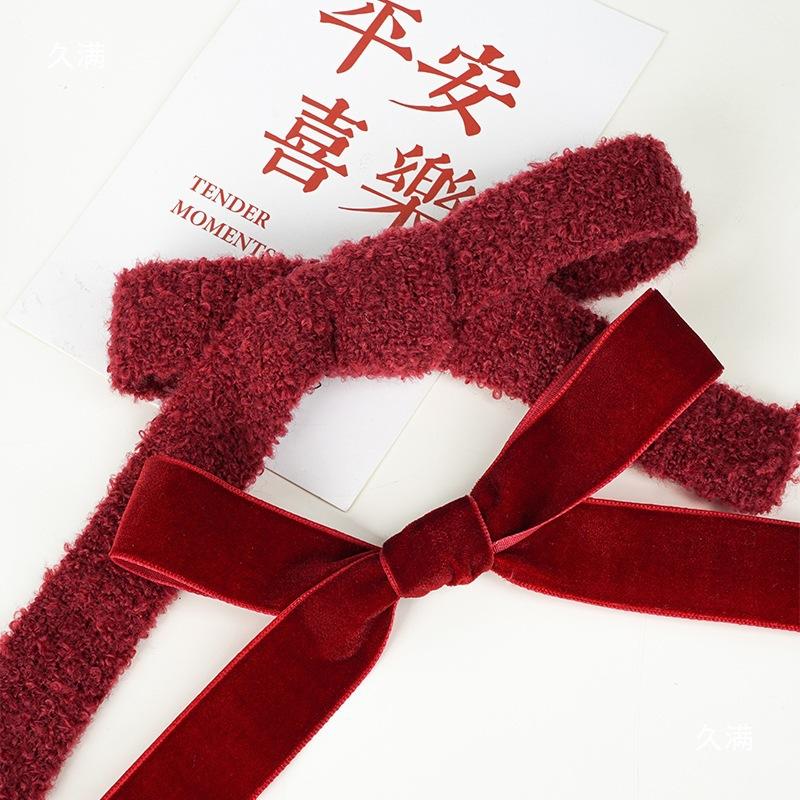 Trang Trí Noel Ruy băng đỏ rượu vang, dây lụa nhung cao cấp, gói quà, buộc hoa, trang trí Noel sang trọng và tinh tế