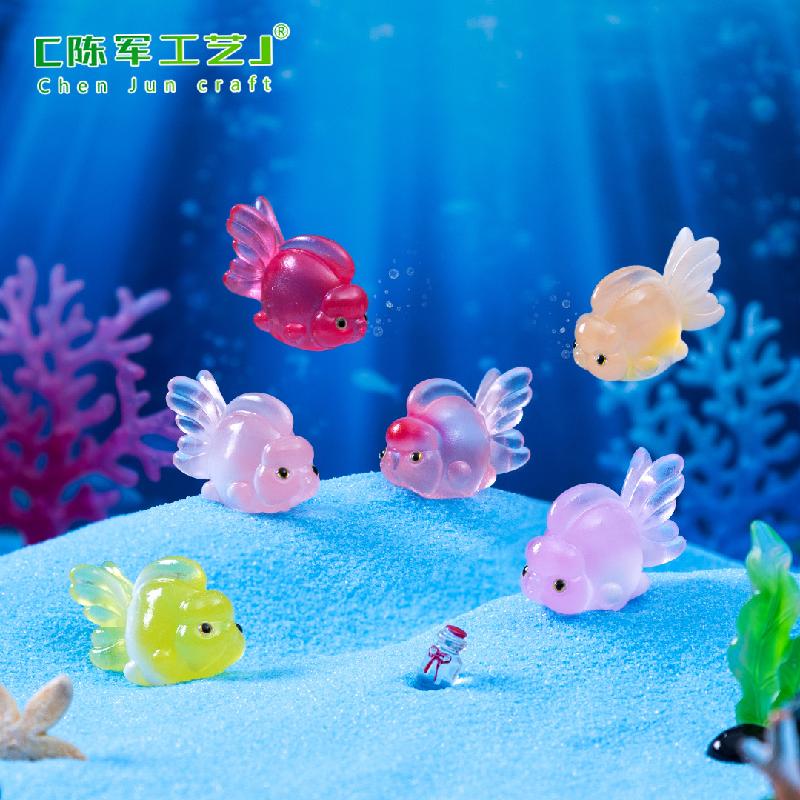 Phụ Kiện Tiểu Cảnh 微景观创意夜光福寿小锦鲤鱼儿海洋造景 DIY装饰品配件迷你小摆件