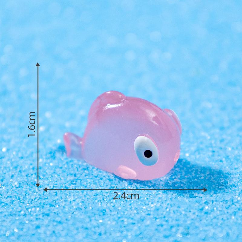 Tiểu cảnh cá mập tròn phát sáng DIY, phụ kiện tiểu cảnh mini resin bàn garden đáng yêu (ZC-1408)