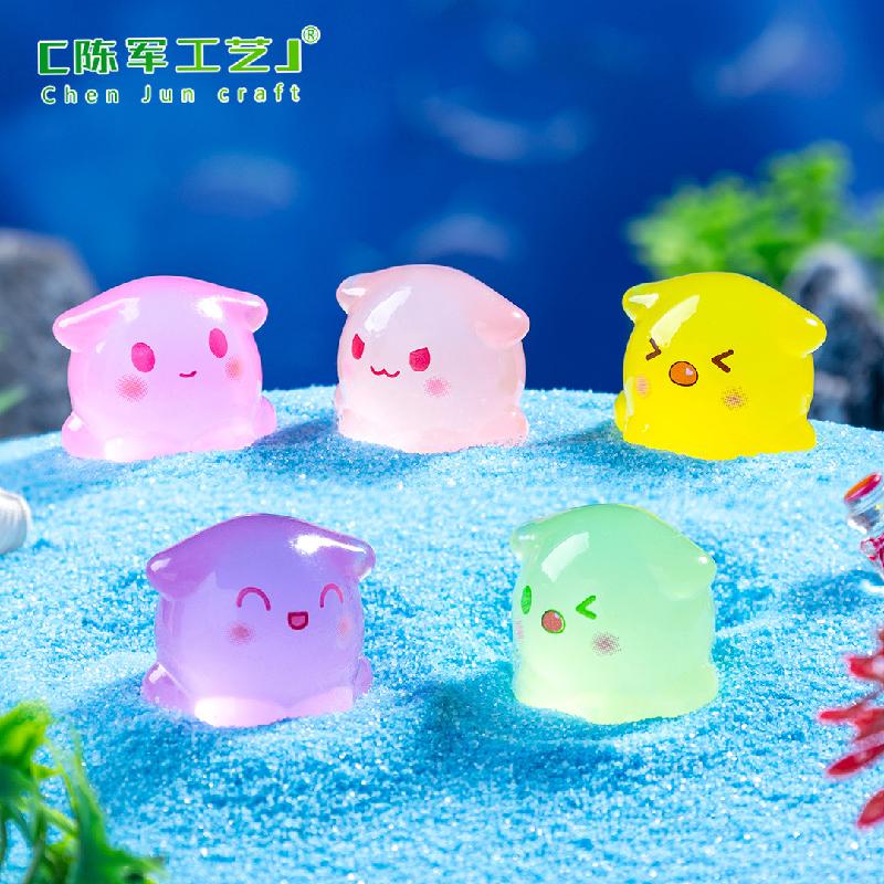 Phụ Kiện Tiểu Cảnh 跨境外贸微景观创意夜光小章鱼海洋造景 DIY装饰品配件迷你小摆件