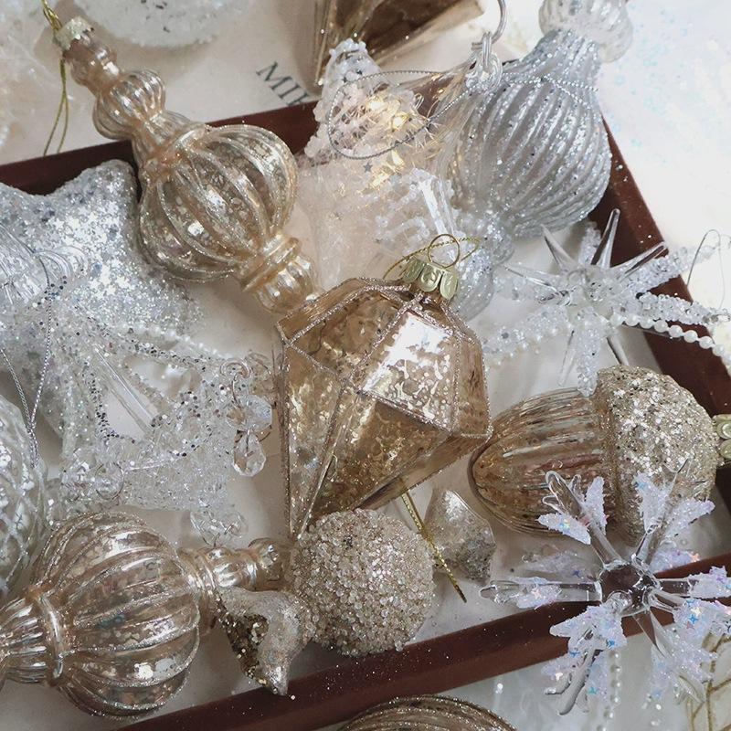 Trang Trí Noel Trang trí Noel vàng champagne, bóng thủy tinh kim tuyến, kẹo, kim cương, phụ kiện sang trọng cây thông Noel