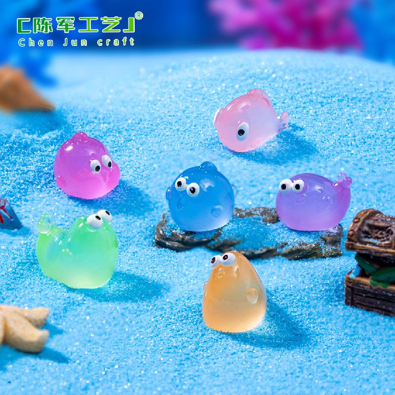 Phụ Kiện Tiểu Cảnh 微景观创意夜光胖胖鱼海洋鱼缸造景造景 DIY装饰品配件迷你小摆件
