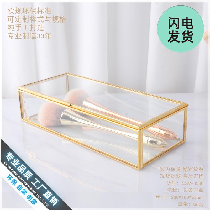 Chậu Đa Giác Hộp kính trang sức viền vàng (DG-27)