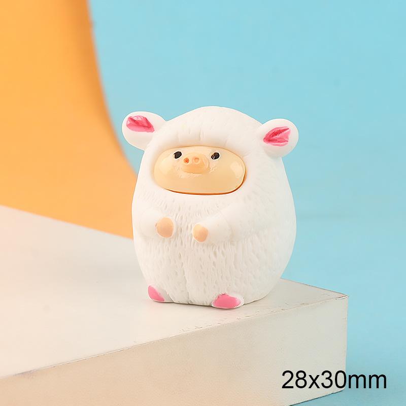 马卡龙可爱猪 饰品 树脂配件diy手工微景观摆件微缩立体挂件材料