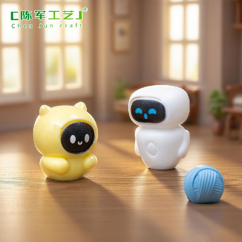 Phụ Kiện Tiểu Cảnh 跨境新品微景观创意迷你小机器人萌粒公仔 DIY装饰配件树脂小摆件