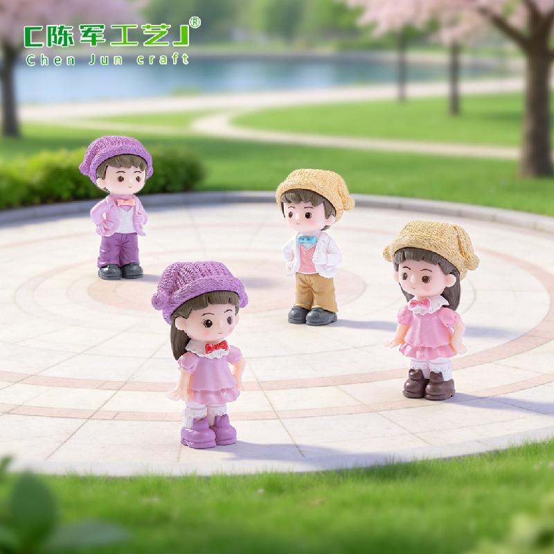 Tiểu cảnh đôi tình nhân mũ chú hề mini trang trí xe DIY (ZC-1065)