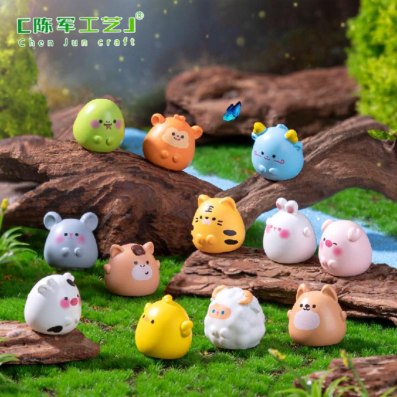 Phụ Kiện Tiểu Cảnh 微景观创意可爱十二生肖小动物萌粒公仔 DIY装饰品配件迷你小摆件